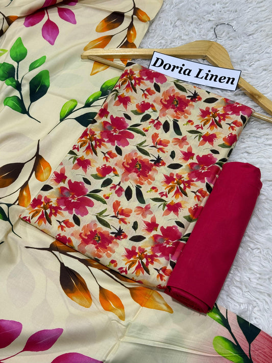 Doria Linen Printed 3pc D-60