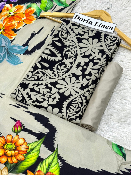 Doria Linen Printed 3pc D-49