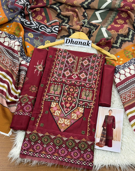 DANAK 3PC EMB WOOL SHAWAL