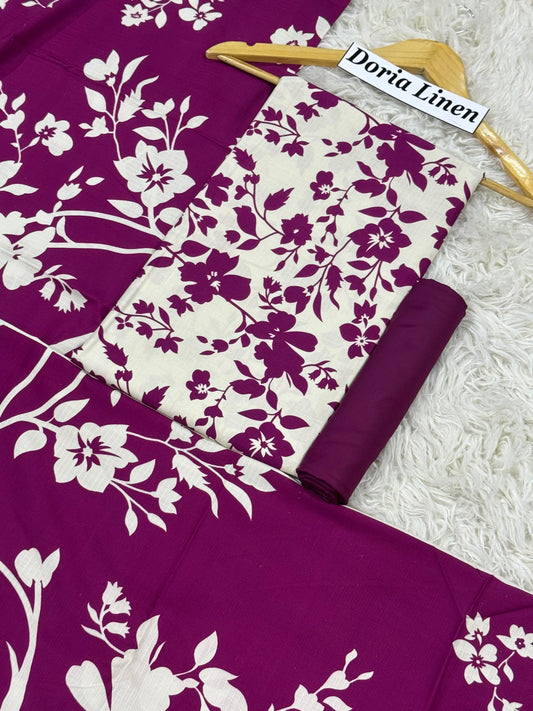 Doria Linen Printed 3pc D-80