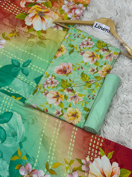 Linen Printed 3pc
