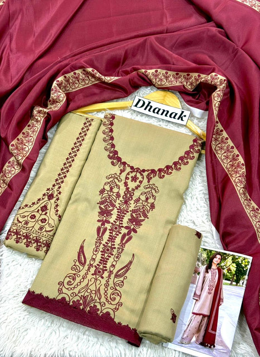 DANAK 3PC EMB WOOL SHAWAL