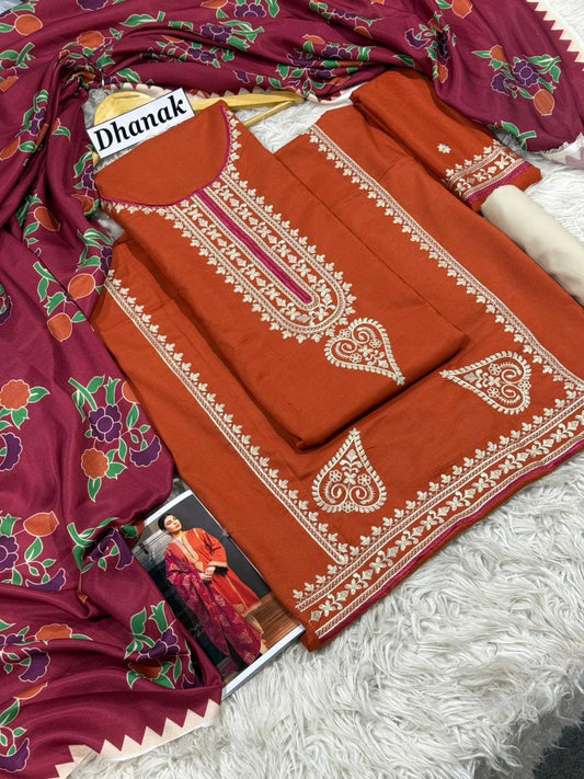 DANAK 3PC EMB WOOL SHAWAL