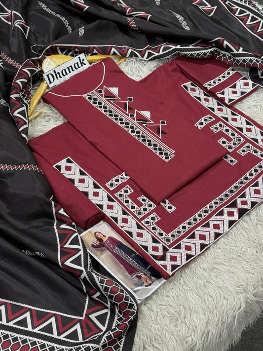 DANAK 3PC EMB WOOL SHAWAL
