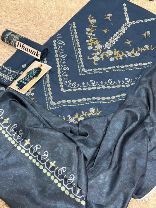 DANAK 3PC EMB WOOL SHAWAL