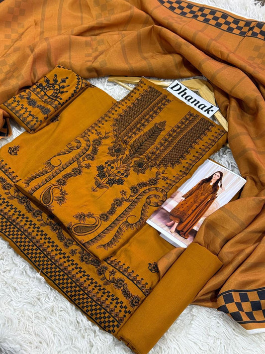 DANAK 3PC EMB WOOL SHAWAL