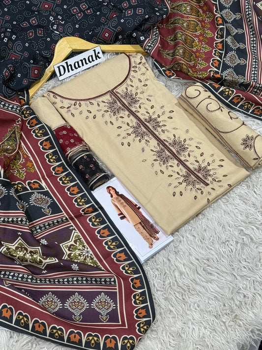 DANAK 3PC EMB WOOL SHAWAL