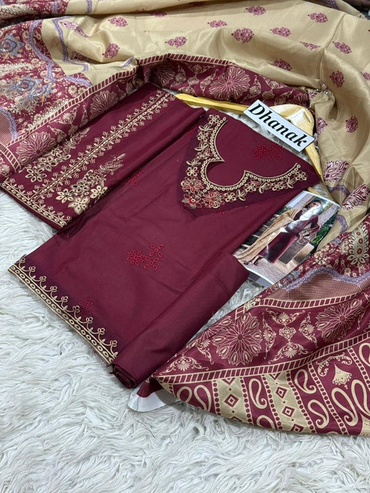 DANAK 3PC EMB WOOL SHAWAL