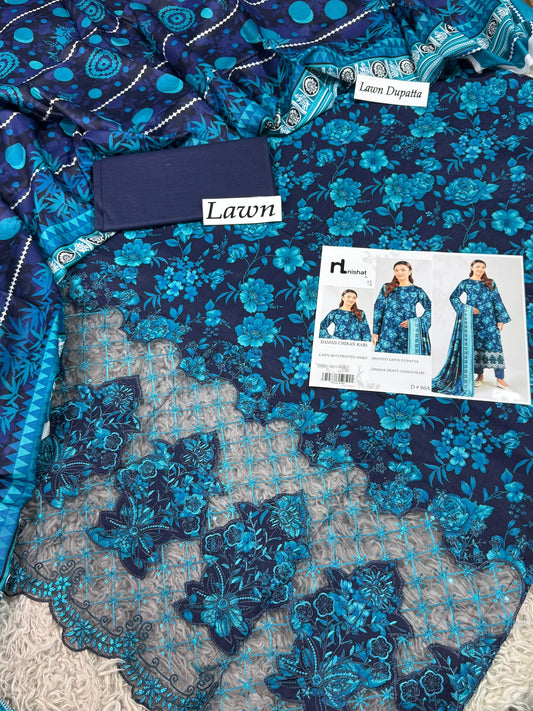 LAWN CHIKANKARI  3PC